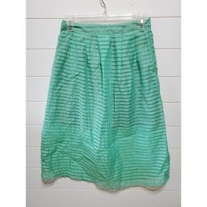 Piperlime womens size XS midi lightweight green striped chiffon lined skirt